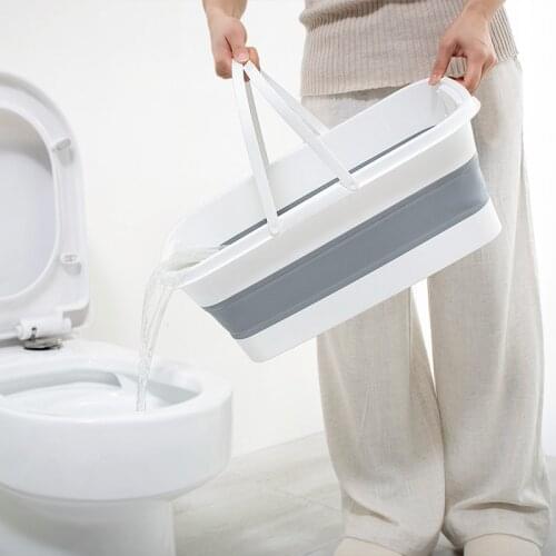 Mop Bucket Rectangular Household Compression Folding Large Bucket Portable Plastic Thickened Bucket Mopping Floor Squeeze Bucket