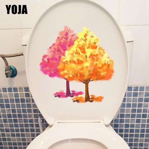 YOJA 21.9X22.6CM Watercolor Maple Cartoon Kids Room Wall Decor Decal Bathroom Toilet Seat Stickers T1-1674
