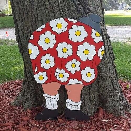 Funny Old Lady Bending Down Garden Silhouette Decorative Stakes Yard Sign Outdoor Lawn Art Garden Decor Ornaments