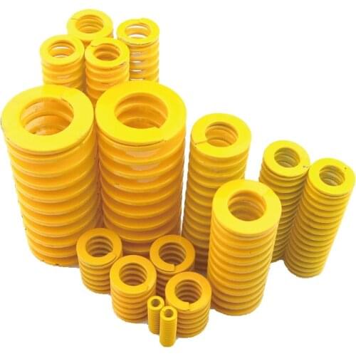 1/2Pcs Yellow Long Light Load Spiral Stamping Compression Mould Die Spring Outer Diameter 8-35mm Inner Diameter 4-17.5mm L15-200