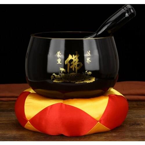 1 Set Copper Singing Bowl Chinese Style Tibetan Buddhism Singing Bowl Hand Hammered Cushion Yoga Copper Chakra Meditation Gift