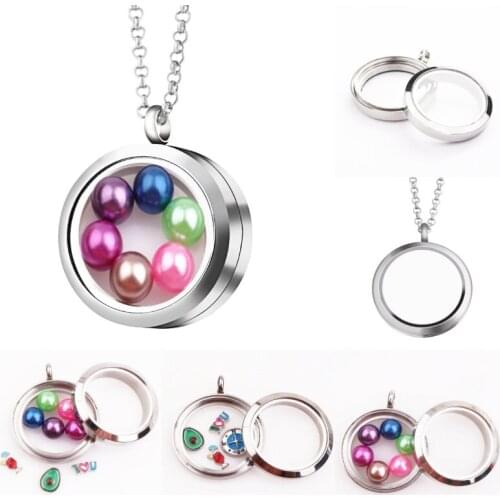 1Pc Metal Round 30mm Twist Open 316L Stainless Steel Glass Living Memory Locket Necklaces Finding Metal Floating Locket Jewelry