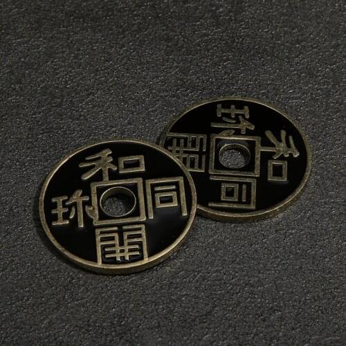 1PC Japan Ancient Coin Magic Tricks (Morgan Coin Size) Appearing Disappearing Black Coin Magie Props Accessories Gimmick