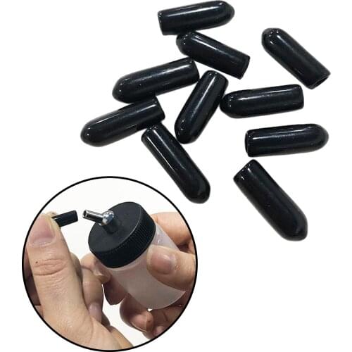 10x Airbrush Bottles Caps Jar Caps Pour Covers Siphon Adapter Spout Covers Black