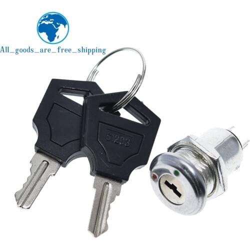 12mm Stainless Steel Electronic Key Switch ON OFF Lock Switch Phone Lock Security Power Switch 12*21mm S1203 2PIN 2 Keys