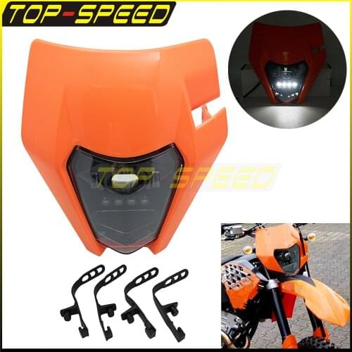 12V 6500K Motorcross Hi / Lo Beam LED Headlight Orange For 300 XC-W Six Days 2015 350 EXC-F 2015 500 EXC 2015 200 XC-W 2016