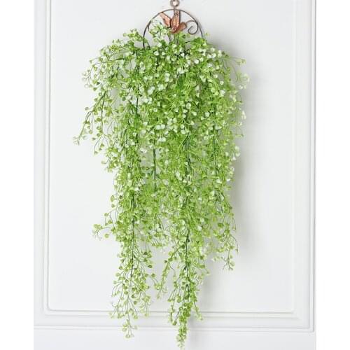 2PCS Artificial Hanging Plants Gypsophila 120CM PP Plant Greenery Green Leafs wall decor bathroom accessories