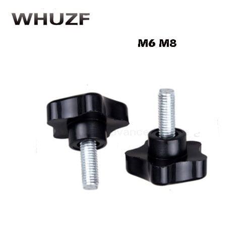 2pcs New Arrival M6 M8 x 12mm--60mm Thread Replacement Star Hand Knob Tightening Screw Black Silver Tone