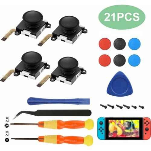 21pcs 3D Analog Joystick Repair Kits for Nintendo Switch NS Joy-Con Controller Repair Parts Rocker Replacement Accessories