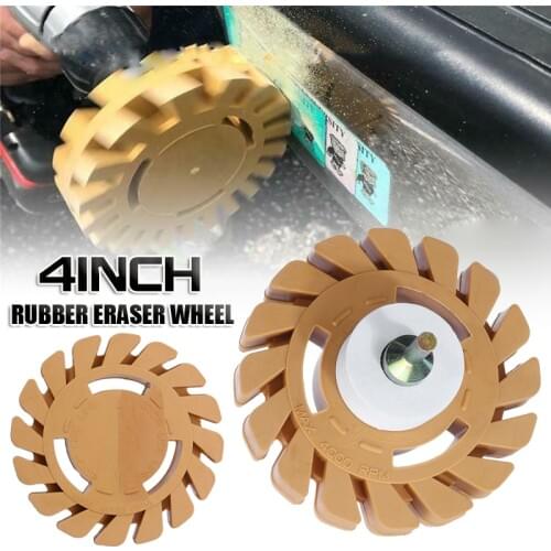 4 inch 20mm x 100mm Universal Rubber Eraser Wheel Car Decal Removal Rubber Eraser Wheel + Power Drill Arbor Adapter Pinstripe
