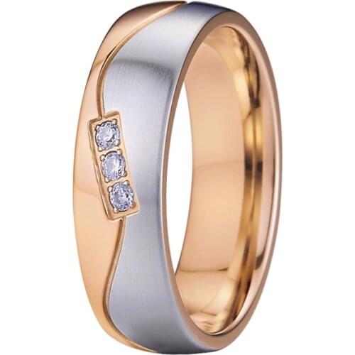 5.5 mm Female Wedding Rings for women rose gold/silver color titanium steel cz jewelry ring