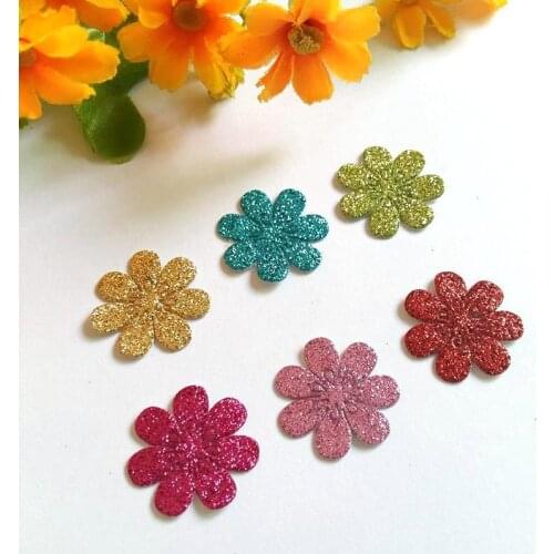 Glitter appliques 100pcs/lot 26MM flowe Patch Diy decorative accessories scrapbooking for craft accessory