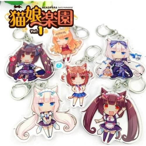 Key ring Anime NEKOPARA Chocola Vanilla Azuki Maple Minazuki Shigure Cosplay Acrylic Figure Keychain Charm Pendant Toy Xmas Gift