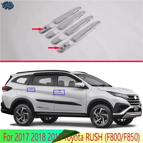 For 2017 2018 2019 Toyota RUSH (F800/F850) Carbon Fiber Style Door Handle Cover With Smart Key Hole Catch Cap Trim Molding