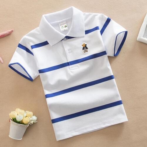 Childrens Short Sleeve Boys Polo Shirt Striped Kids Boy Tops tees Cotton School Polo Shirts 2018 Summer Girls Boys Polo Shirts