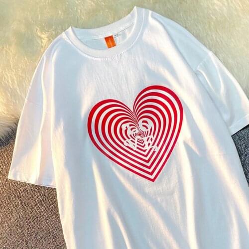 Printing T-shirt Summer Short-Sleeved Round Neck Mens Fashion Loose Cotton All-match Style INS Lovers Student BF