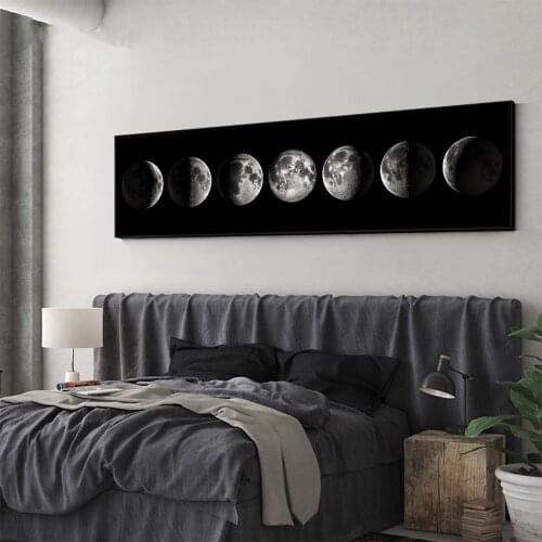 CNPAINTING Wall Art Moon Phase Black White Posters Canvas Art Prints Abstract Painting Wall Picture for Living Room Home Decor
