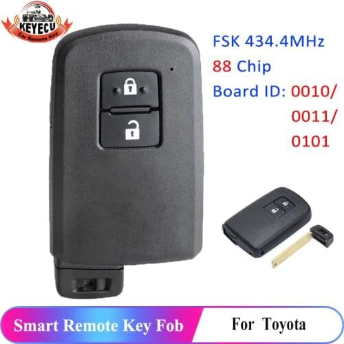 KEYECU Board ID 0010 0011 61A651-0101 BA7EQ 433MHz / 434MHz FSK 88 Chip Smart Remote Key Fob for Toyota Auris Yaris Hybrid RAV4