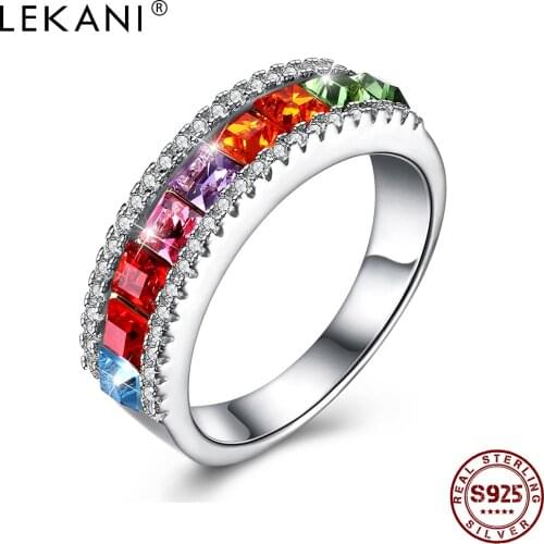 LEKANI 925 Sterling Silver Woman Ring Fashion Cubic Zirconia Punk Style Ring Delicate Design Engagement Party Gifts To Friends