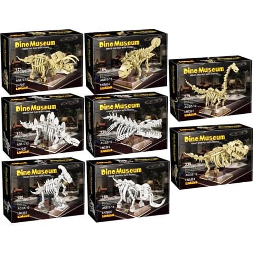 Jurassic Dinosaur World Park Dino Fossil Building Blocks Triceratop T-Rex Indominus Rex Skeleton Bricks Toys For Kid Adult Gifts
