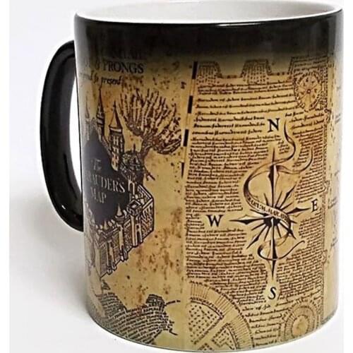 Creative Map Mugs Mischief Managed Mug Heat Sensitive Transforming Cup Cold Hot Heat Changing Color Tea Cups Mug
