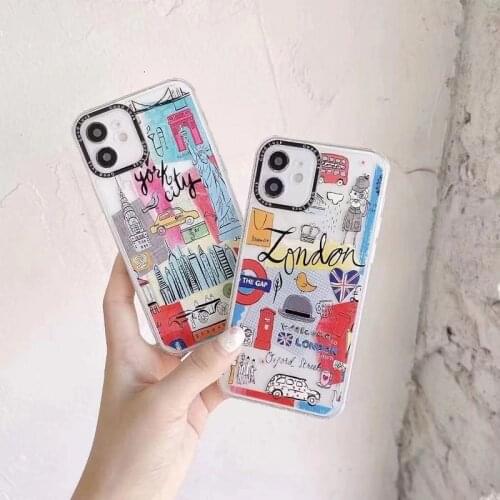 London label graffiti phone case for iPhone 12p 12 11 11p construction TPU case for iPhone 7 8 X XS mobile phone protective case