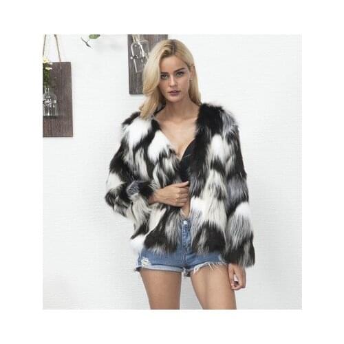 Top brand Mixed Color Fashion Faux Fur Coat MT0941 high quality
