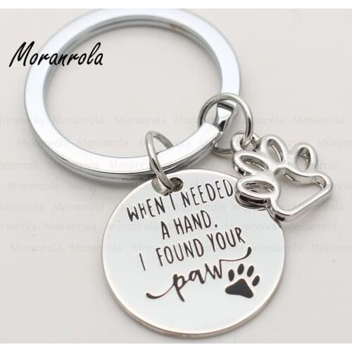 New arrive"when i needed a hand I found your paw "Necklace &keychain charm Dog paw Print For Dog lover fur mama dog mom