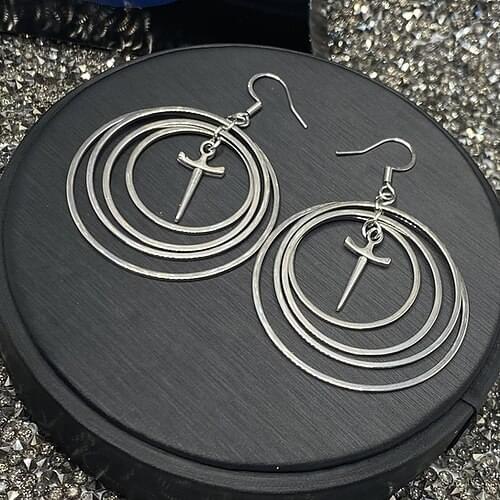 Orbital Dagger EarringsTibetan Silver Drop Earrings Boho Pagan Gift Goth Earrings