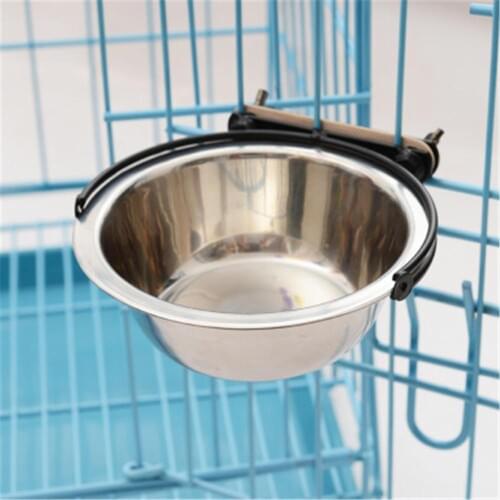Hang Stationary Dog Bowls Pet Cage Stainless Steel Hanging Bowl Pets Cat Feeder Puppy Kitten Feeding Food Drinking Water Bowls