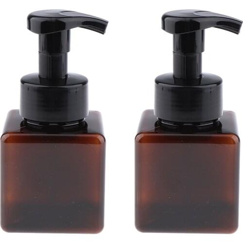 2pcs 250ml Empty Bottles Plastic Shampoo Liquid Soap Mousse Foam Pump Container Refillable Square Detergent Bubble Dispenser