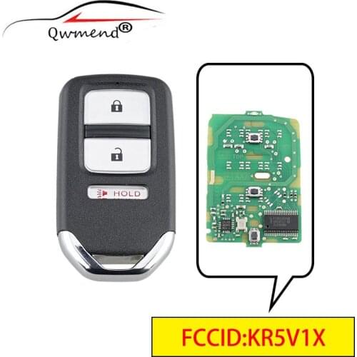 QWMEND KR5V1X 3 Buttons Car Remote Key for Honda HR-V 2016 Fit 2015 2016 2017 313.8Mhz Smart Car Key ID47 Chip