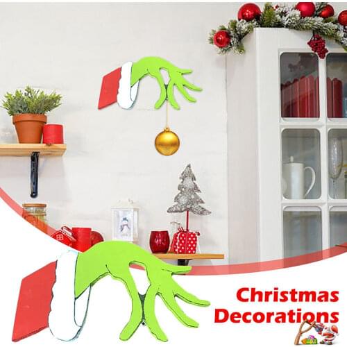 Christmas Thief Hand Cut Out Christmas Thief Grinch Hand Decorations Thief Hand Decal Wall Stickers Home Wall B99