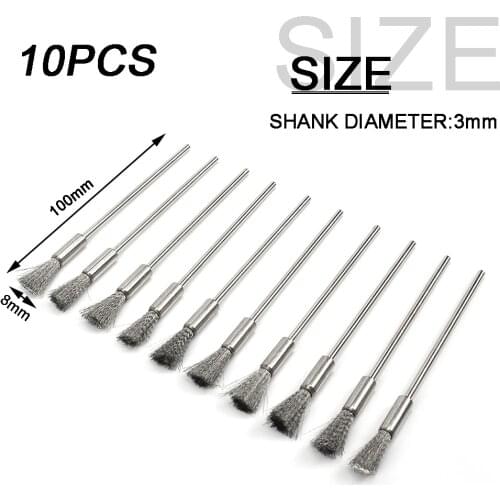 3mm shank Steel Wire Wheel Brush Rotary Tool For Mini Drill Dremel Tools Metal Rust Removal Polishing Brushes burr brushed