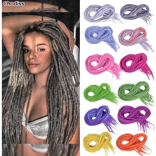 Synthetic Hair Wool Soft Dreadlocks Long Crochet Braiding Hair Extension 20Inch High Temperature Fiber For Women For Men