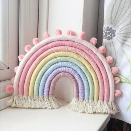 Nordic hand-woven ornaments childrens room rainbow wall decoration pendant girl room decoration room bedroom home accessories