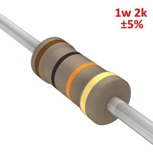 PHISCALE Carbon film resistor 2kOhm 1w 5% Tolerance 200pcs