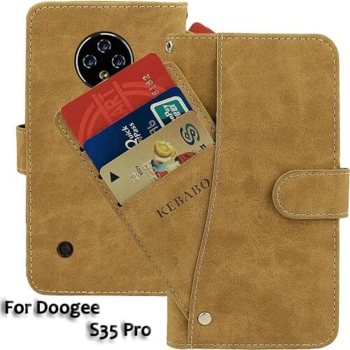 Vintage Leather Wallet Doogee S35 Pro Case 5" Flip Luxury Card Slots Cover Magnet Phone Protective Cases Bags