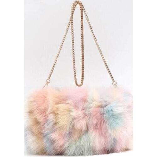 Womens Winter Faux Fur Bag Fashion Handbag Shoulder Bag lady Leopard print Bags Woman Party Small Girls Tote Bag Christmas Gift