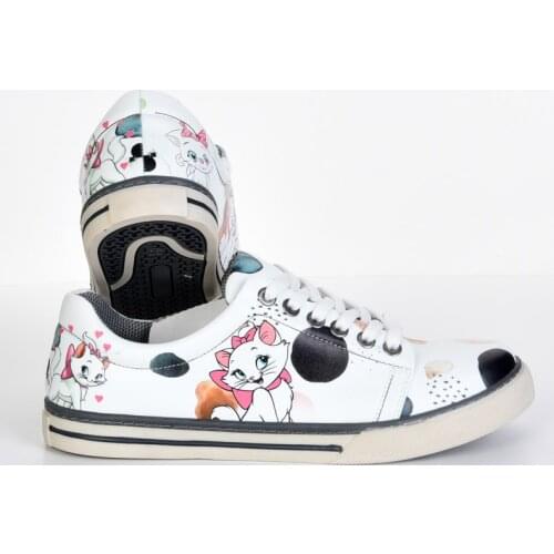 NEW SEASON WHITE CUTE CAT PATTERN SPECIAL DESIGN WOMEN SNEAKERS