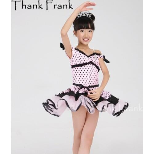 New Polka Dot Latin Dance Dress Women Bow Sleeves Dance Costume Kids Adult Professional Latin Dresses