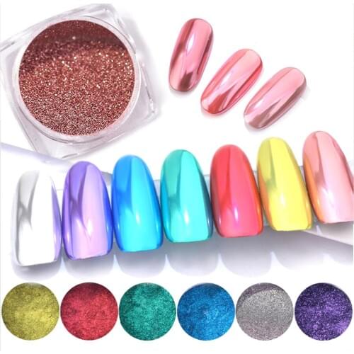 0.3g Laser Mirror Chrome Nail Art Glitters Holo Magic Mirror Powder Neon Optic Highlight Dust Manicure UV Gel Polish ,HR65HJI065
