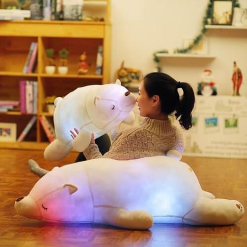 1pc Cute 40cm Length Creative Night Light LED Lovely Bear Stuffed and Plush Toys Best Gifts for Kids appease Sleeping