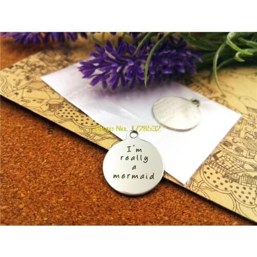 10pcs-stainless steel Charms "I'm really a mermaid" DIY Charms Pendants for necklace/bracelet/keychain DIY jewelry