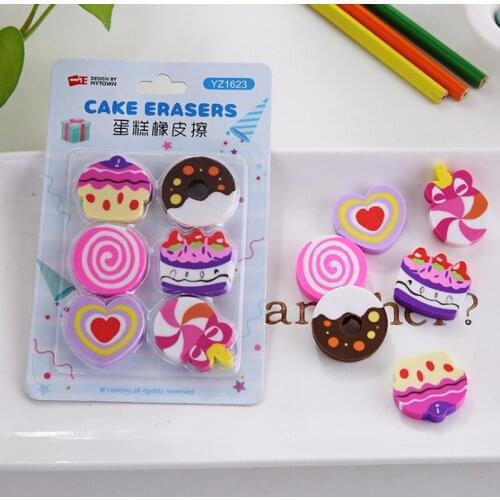 18packs Cartoon Cookie Rubber Set Kawaii Gift for Kids birthday Party DIY Pencil Eraser for students Promotion Gift