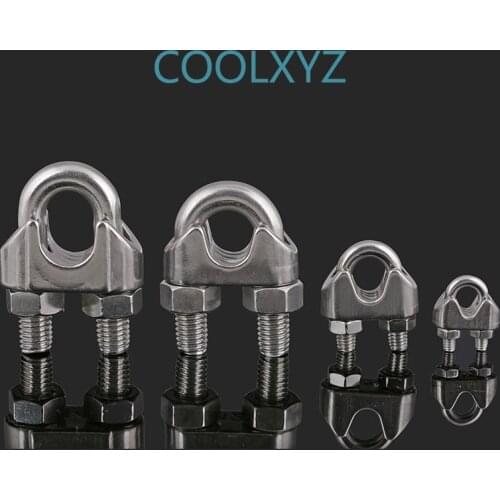 Assembly DIN741 304 Stainless Steel Clip U-Shaped Wire Rope Clamp 2PCS