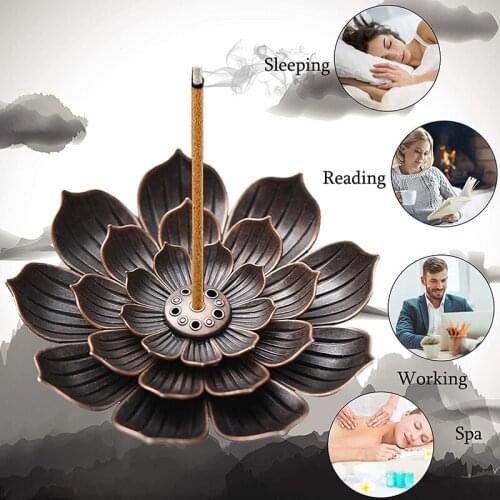 3-in-1 Brass Incense Stick Holder 5 Holes Lotus Stick Incense Burners Incense Holders Detachable UD88