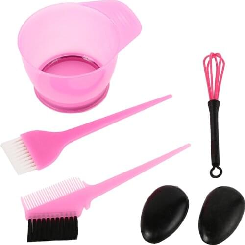 5pcs Hair Dye Mixing Bowl 3 Brushes 1 Ear Shield Combo Set Plastic Salon Tool Dye Hair Salon DIY Hair Styling Tool