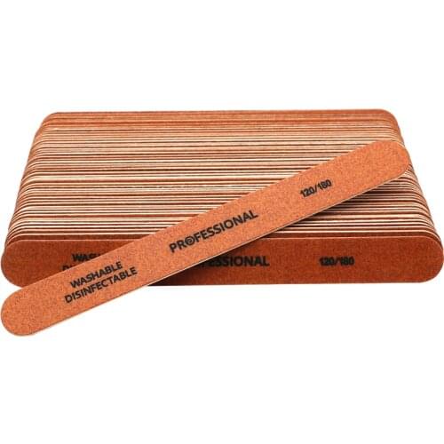 50pcs/Set Wooden Nail file buffer 120/180 Double-sided Sandpaper Sanding File Strong Stick Professional Nail File For Manicure