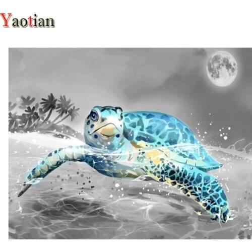 5D Diamond Painting Full Drill Square Embroidery Sea Turtle Ocean Moon Picture Of Rhinestones Cross Stitch Kit Handmade Decor
